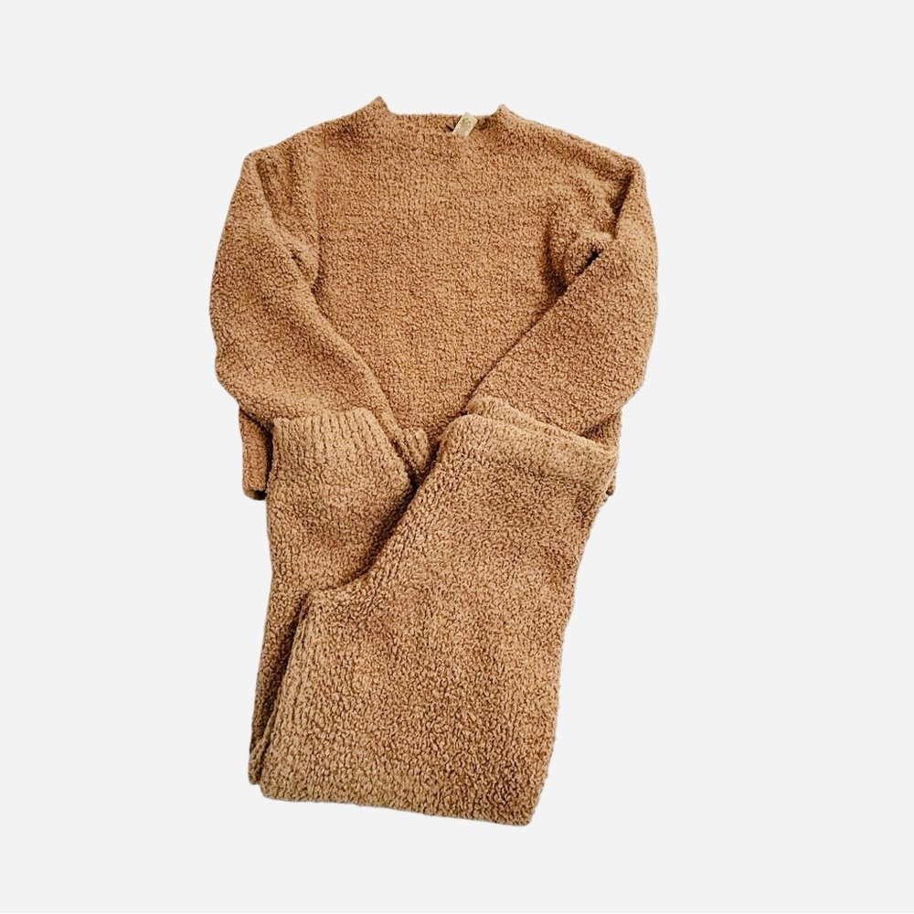 SKIMS Kids Cozy Knit Long Sleeve Top and Pants Set Size 6/7 Brown